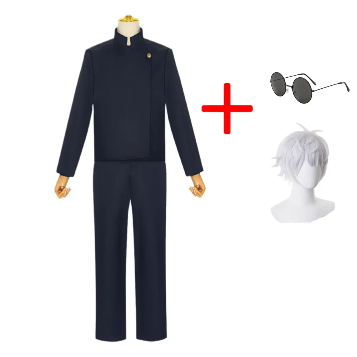 Gojo Satoru Cosplay Costumes pour hommes, Anime  iforme de lycée, Perruque trempée, Costume d'Halloween, Vêtements pour adultes