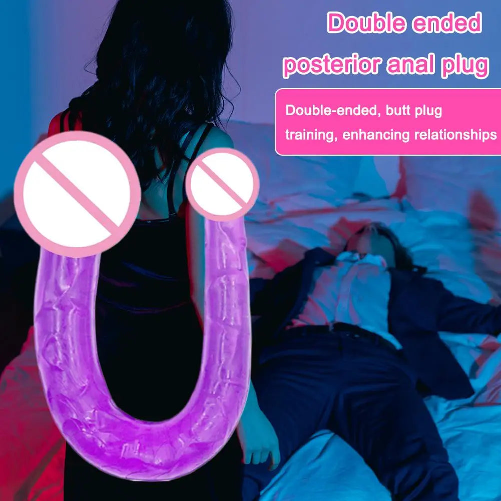 Adult Supplies Sex Toy Double Ended Realistic Dildo Long U Type Flexible Jelly Dildos Penis Cock Anal Plug Massager G-spot