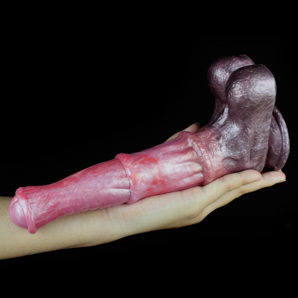 Realistic Horse Dildo with Suction Cup for Women, Lifelike Veins & Testicles Silicone Design, Giant 13.77Inch Masturbation Toy