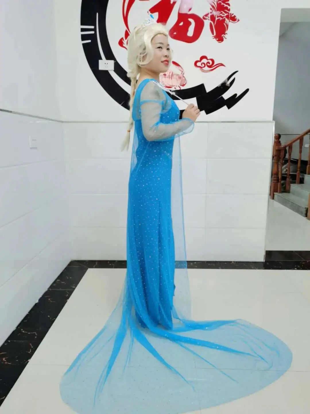 Cartoon Princess Elsa Cosplay Halloween Party Costumes Frozen Adult Elsa Princess Women Sequin Dresses Girlfriend Birthday Gift