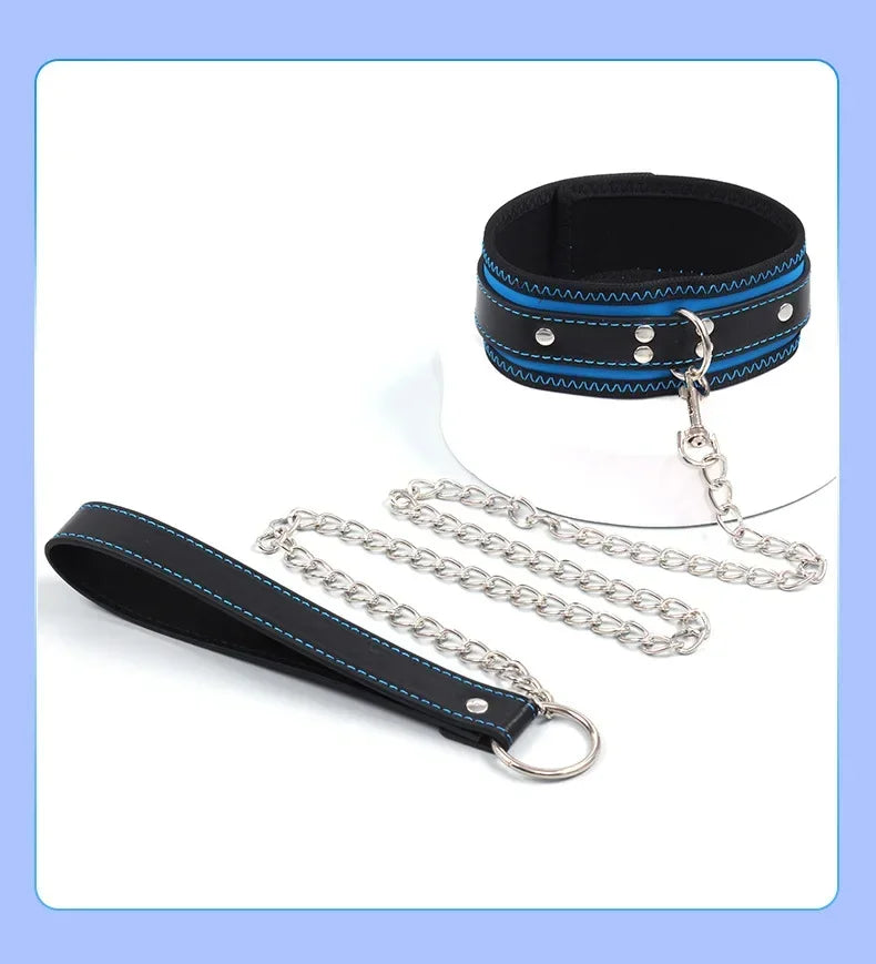 Accessories for Couples Leather Harness Sex Slave Bondage Adult Products Collar and Chain Leash Fetsih Erotic BDSM Sex Exotic