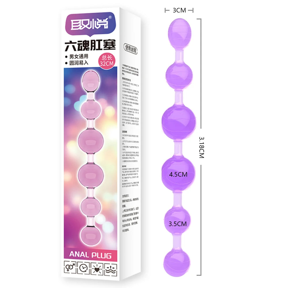 Anal Beads Butt Plugs with 5/6  Anal Balls Adult Sex Toys Anal Chain Prostate G-spot Stimulator Vaginal Anus Dilator for Men