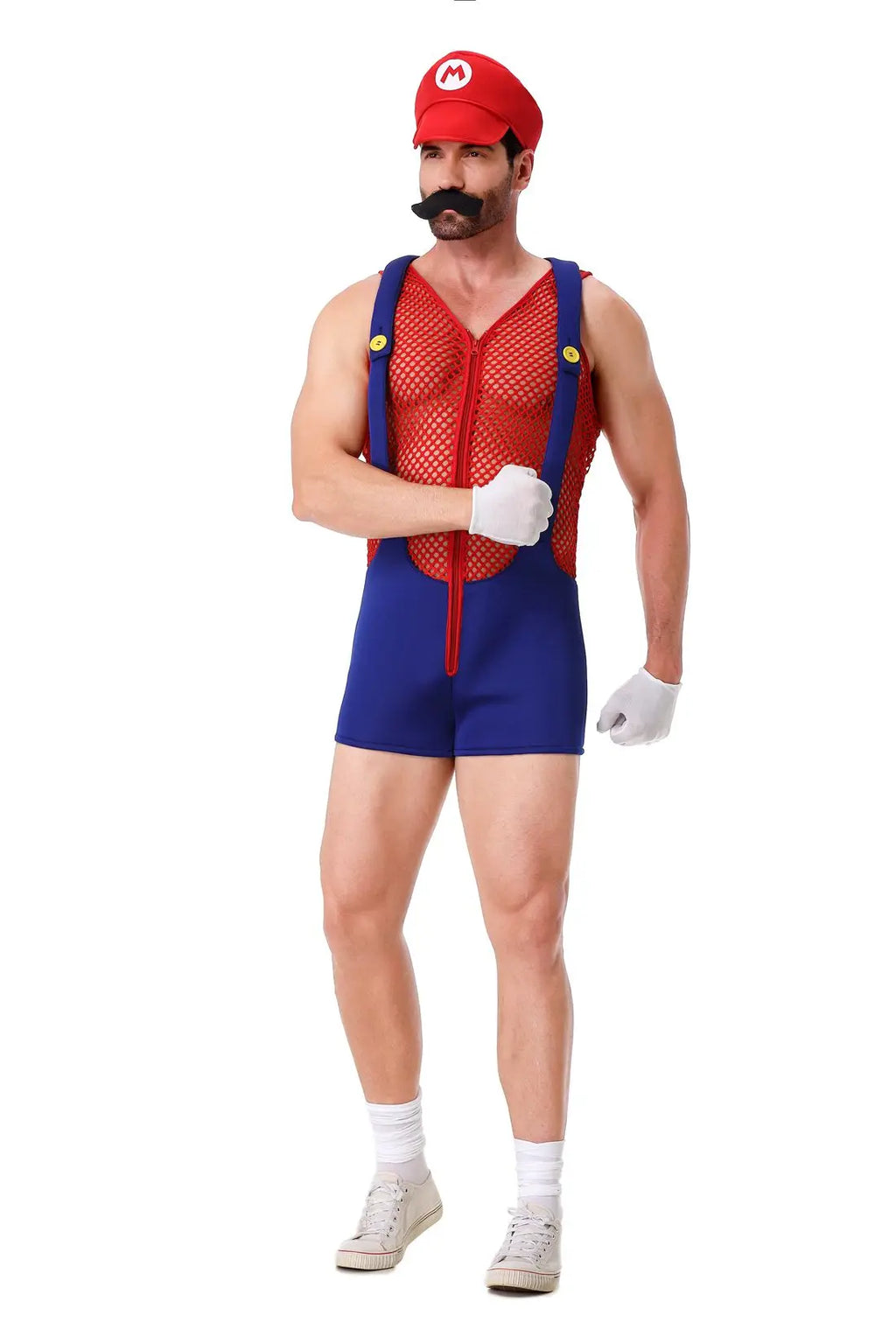 Adult Halloween Anime Cartoon Cosplay Costume With Hat Sexy Men Red Blue Super Plumber Brother Fancy Set Carnival Party Dress Up