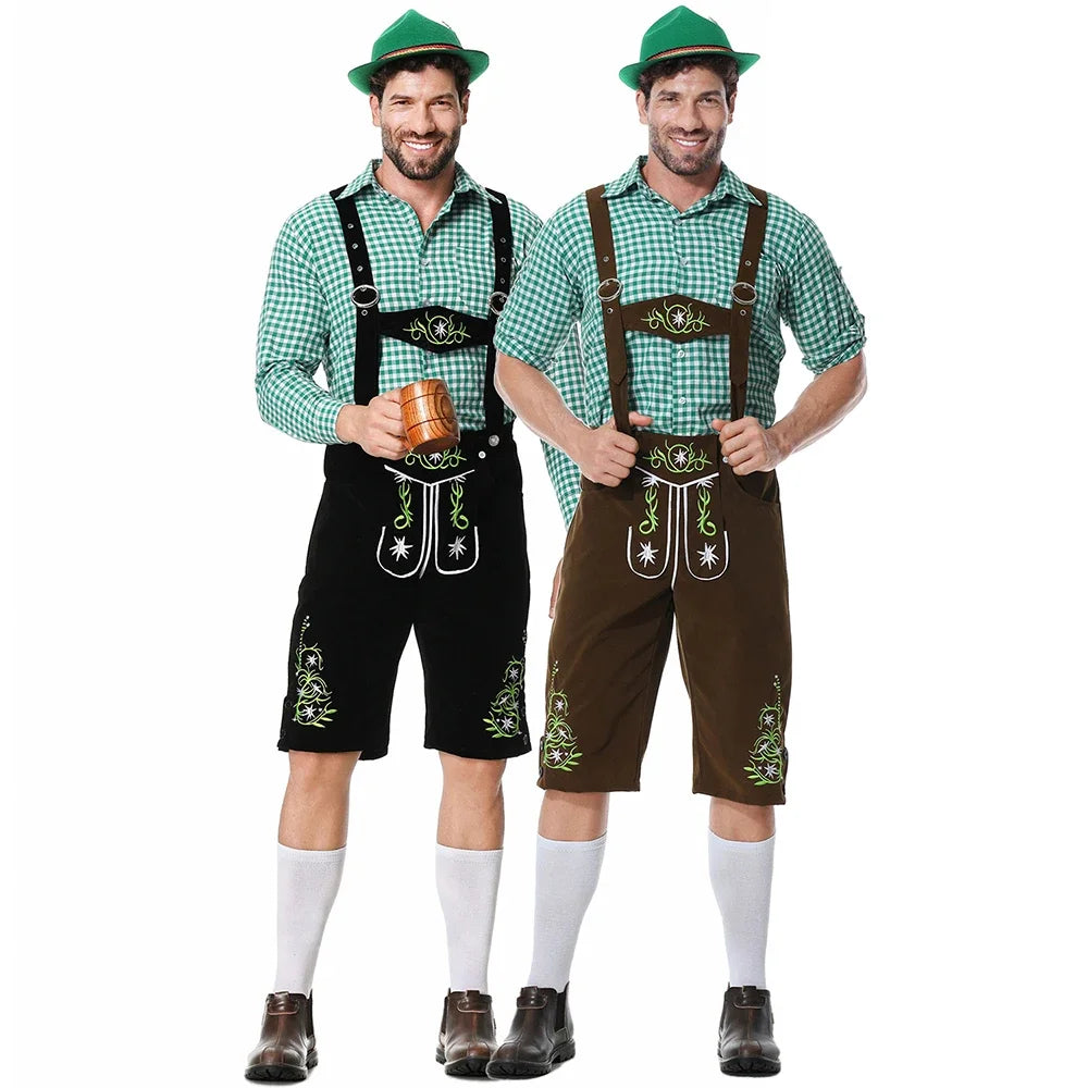 Men Oktoberfest Costume German Oktoberfest Pubs Bartender Outfit Beer Man Costumes  Lederhosen Bavarian Octoberfest