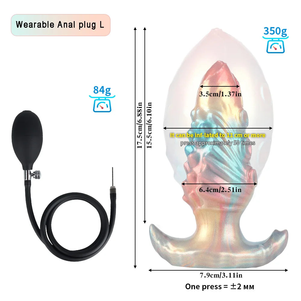 Inflatable Anal Plug Max 11cm Huge Buttplug Inflatable 18+ BDSM Sex Game for Women Men Gay Anal Dilation Prostate/G-spot Massage