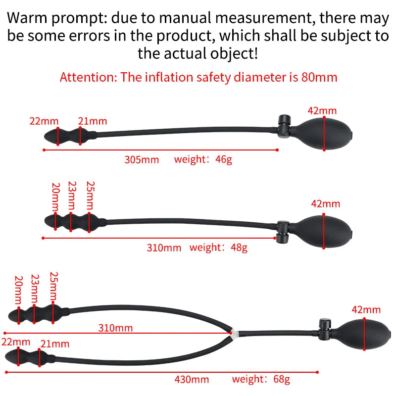 Inflatable Anal Plug with Double Beads Expandable Pump for Women Men Sex Toys Butt Plug Anal Dilator Prostate Massage Adult Toys