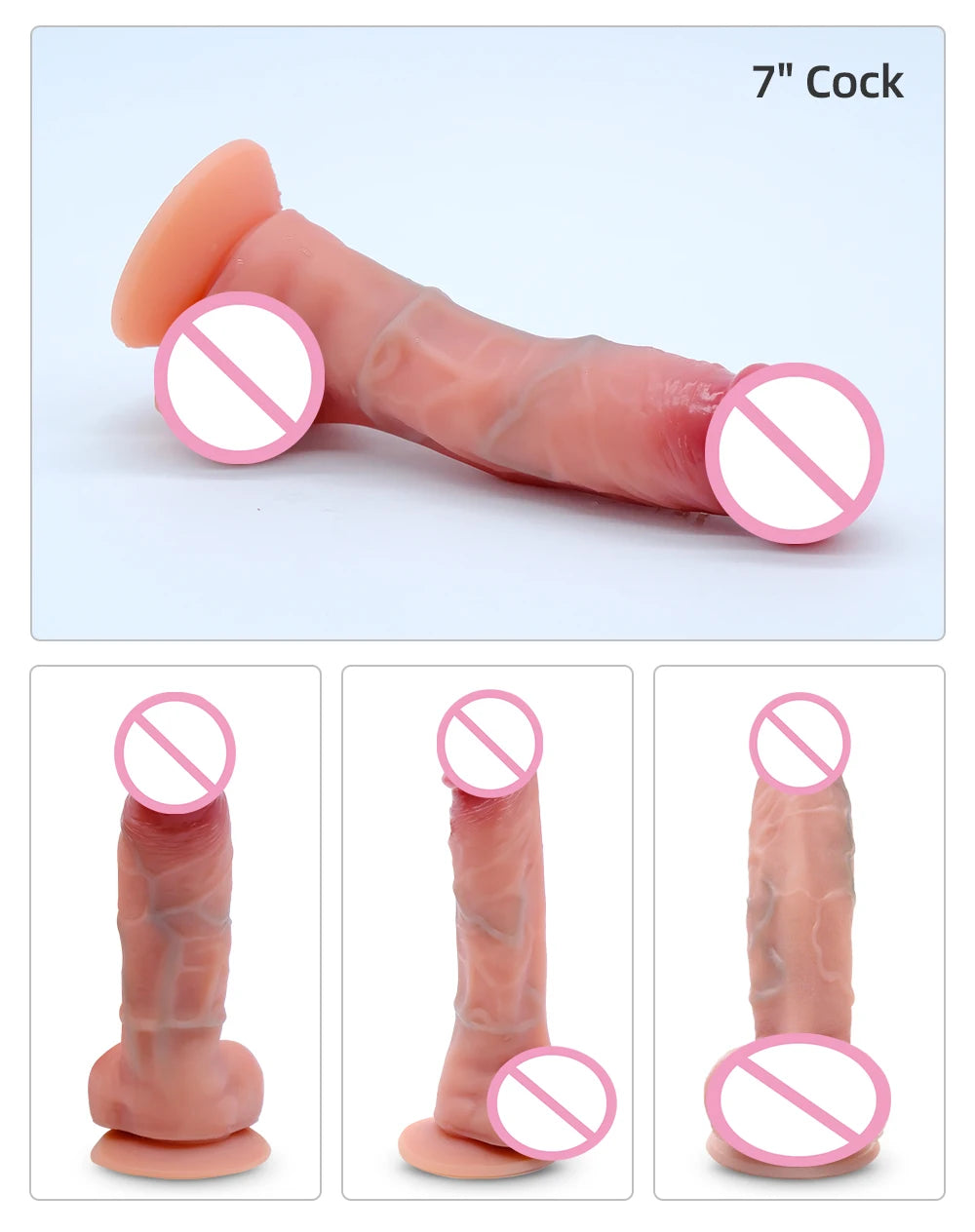 DRY WELL 7 Inch Girth Huge Realistic Safety Soft Silicone Dildo for Vagina Anal Sex Stimulation, G-Spot Penis Adult Sex Toy