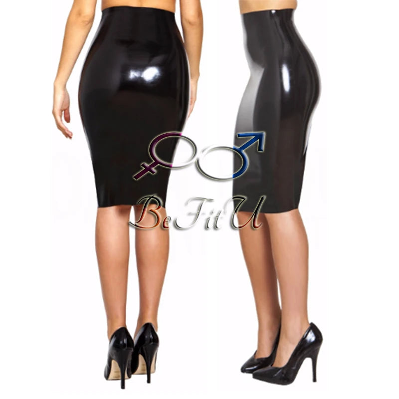 Latex Skirt  Seamless Dress sexy Women Pareos Fetish Apparel under  to the knees cosplay