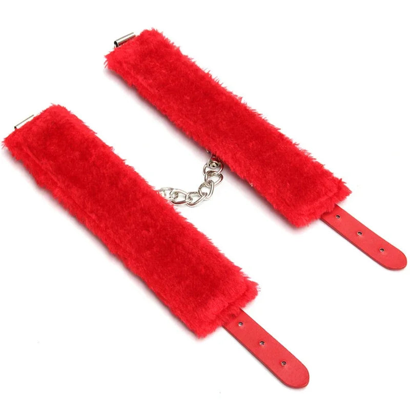 1 Pair Sexy Hand Wrap PU Leather Plush Handcuff Ankle Cuff Bracelet Bondage Lingerie Cosplay Accessories Couples Games Sex toys