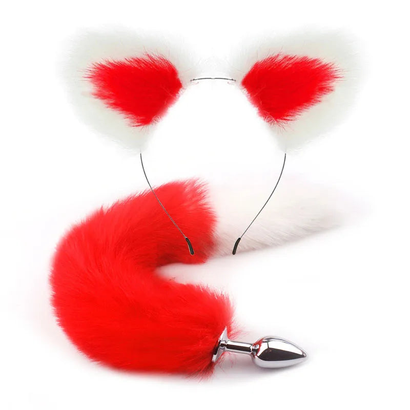 Ass Butt Tail Buttplug Fox Pigtail Anal Plug And Ears Erotic products BDSM Cat Ears Sex Game Toys For Couple Adults Women Men