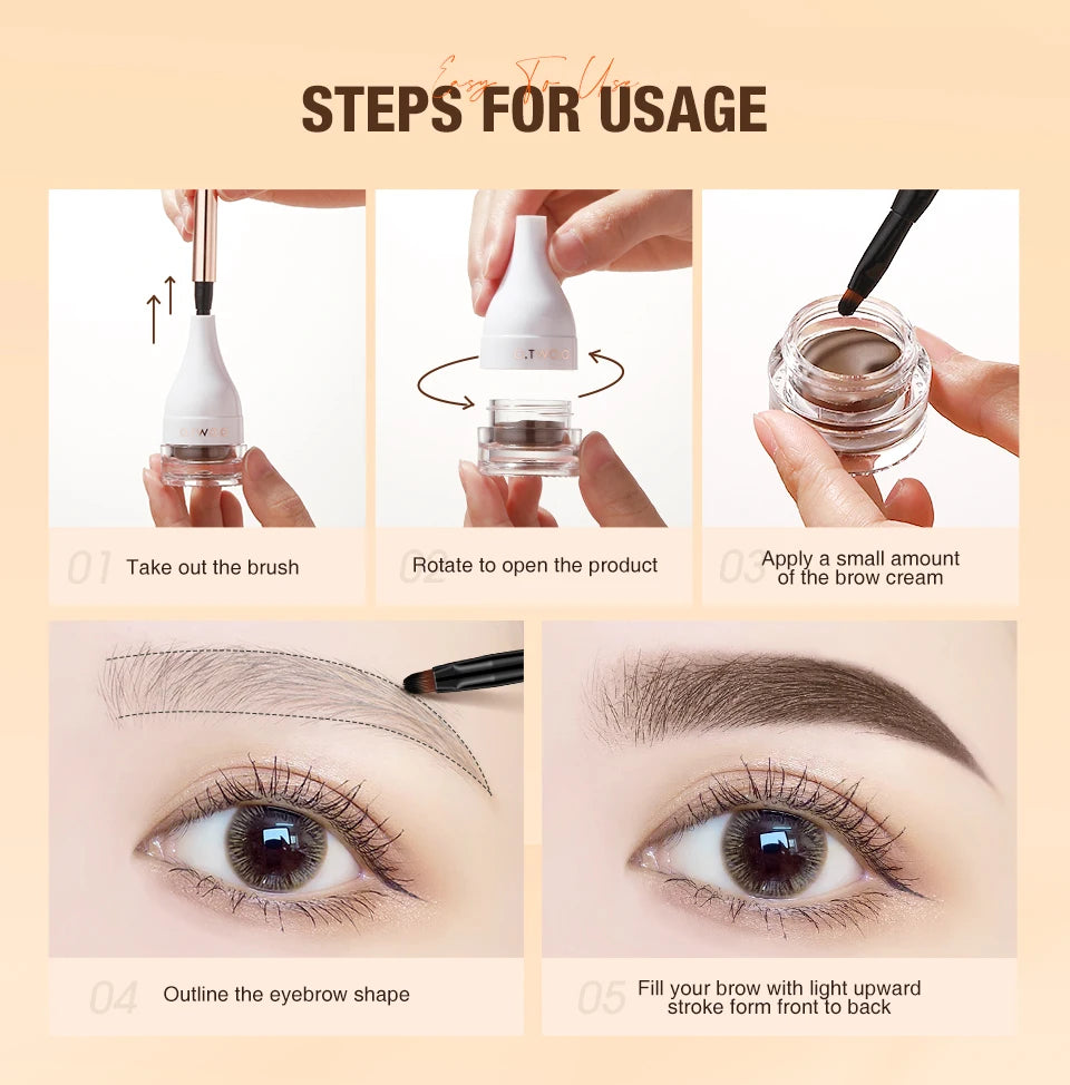 O.TWO.O Eyebrow Pomade Brow Natural Waterproof Creamy Texture Highly Tint Eyebrow Gel Double Use For Eyeliner Beauty Makeup