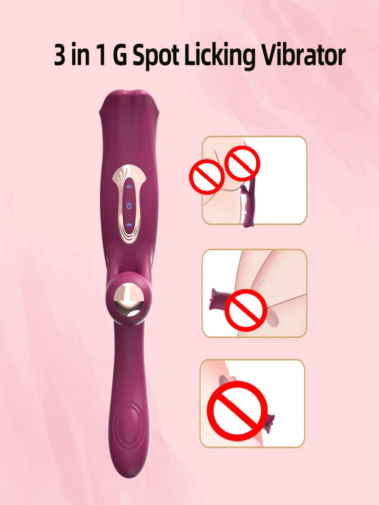 3-in-1 Super Powerful Vibrator 10 Speed 10 Vibration Modes Clitoral G Spot Stimulator Wand Dildos Sex Toys for Woman & Couple