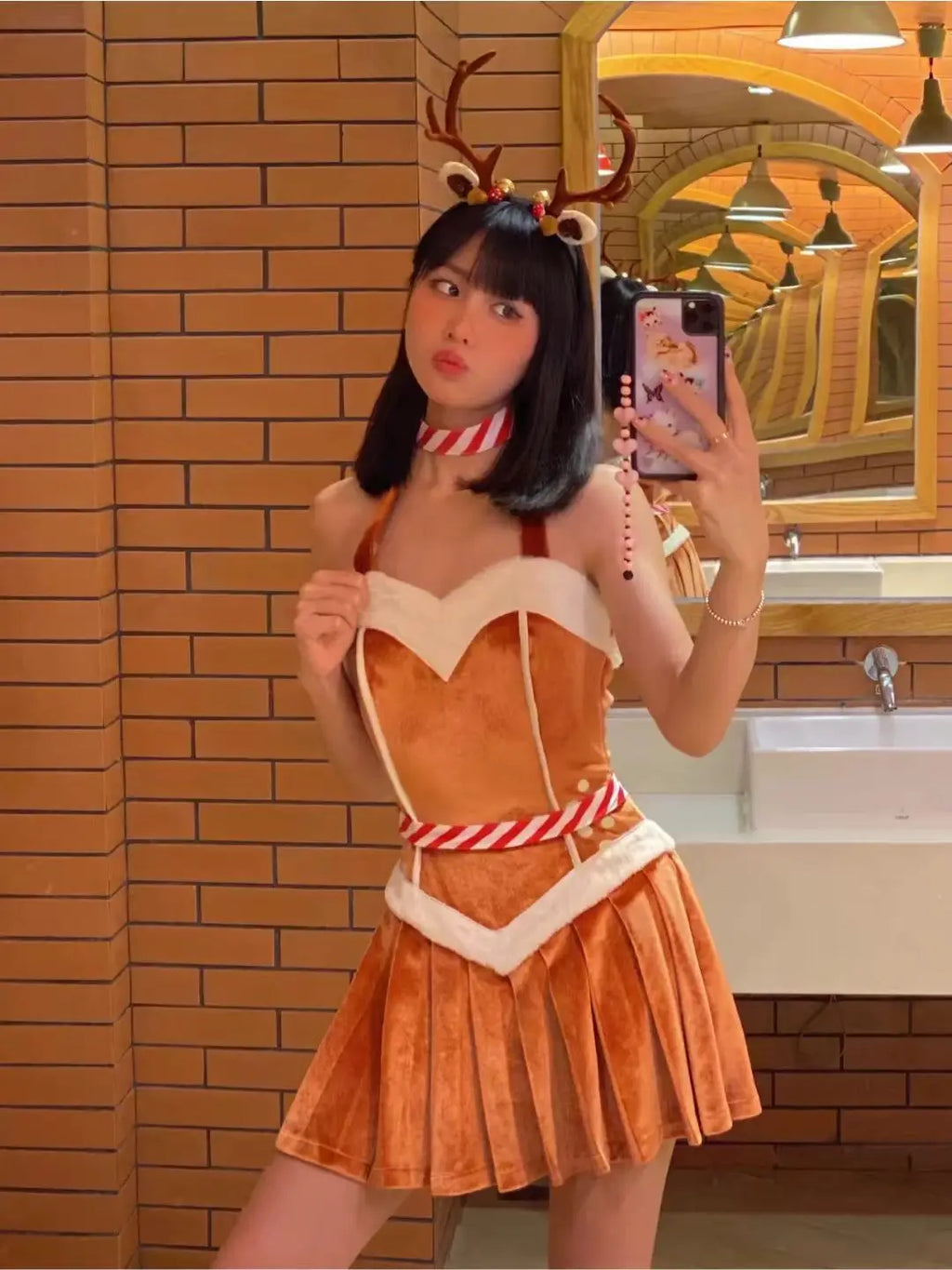 Christmas Cosplay Costume Sexy Reindeer Rudolph Xmas Party Performance Photoshooting Tempting Uniform Hot Seductive Pure Desire