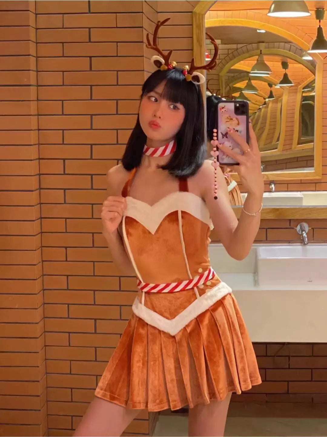 Christmas Cosplay Costume Sexy Reindeer Rudolph Xmas Party Performance Photoshooting Tempting Uniform Hot Seductive Pure Desire