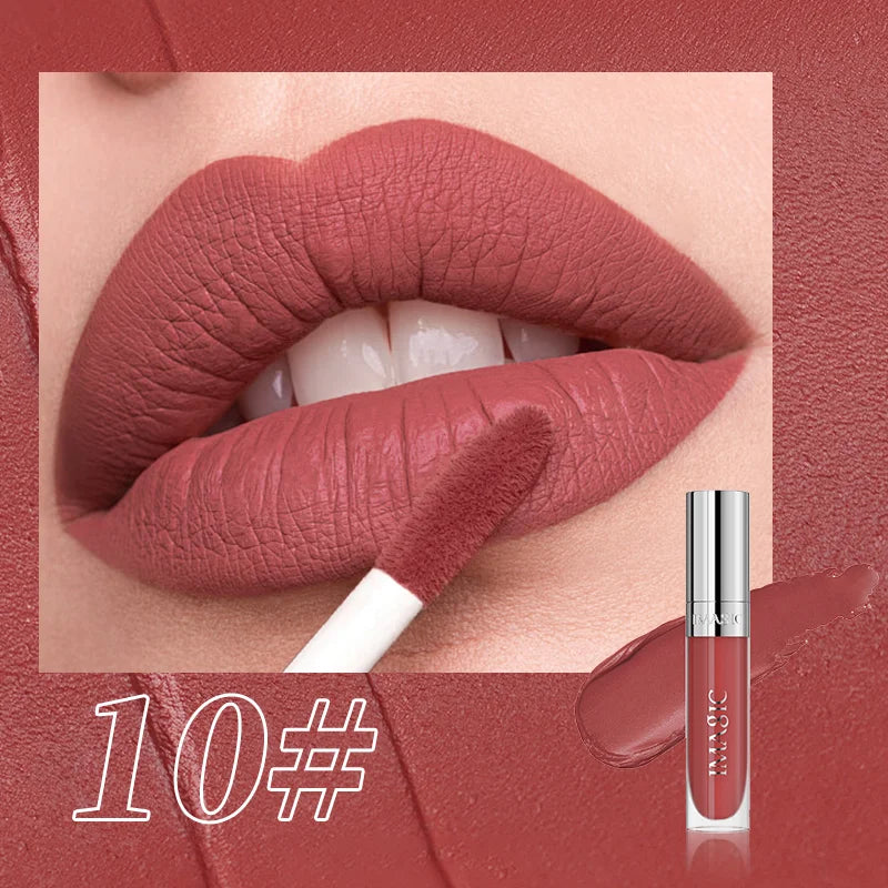 IMAGIC Natural Matte Lipgloss Stainless Steel Cup Waterproof Long-Lasting Lip Makeup Beauty 8ml NO.LP-221