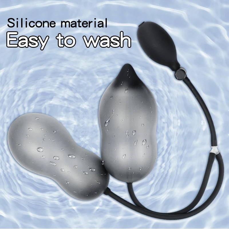 Inflatable Anal Plug with Double Beads Expandable Pump for Women Men Sex Toys Butt Plug Anal Dilator Prostate Massage Adult Toys