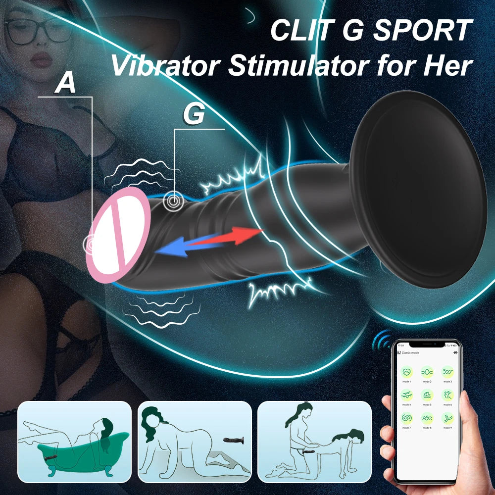 Thrusting Sex Toys Anal Plugs Vibrator APP Wireless Telescopic Anal Dildo Witn Suction Cup Prostate Massager Butt Plug for Men