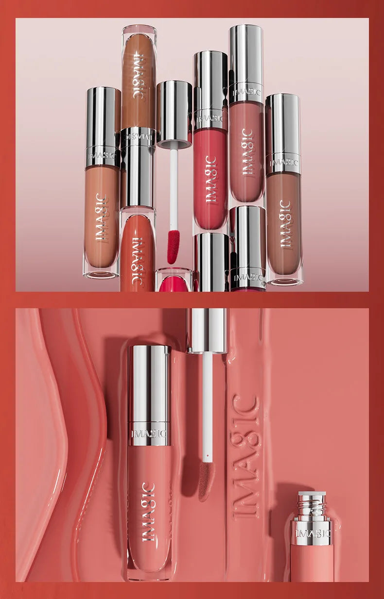 IMAGIC Natural Matte Lipgloss Stainless Steel Cup Waterproof Long-Lasting Lip Makeup Beauty 8ml NO.LP-221
