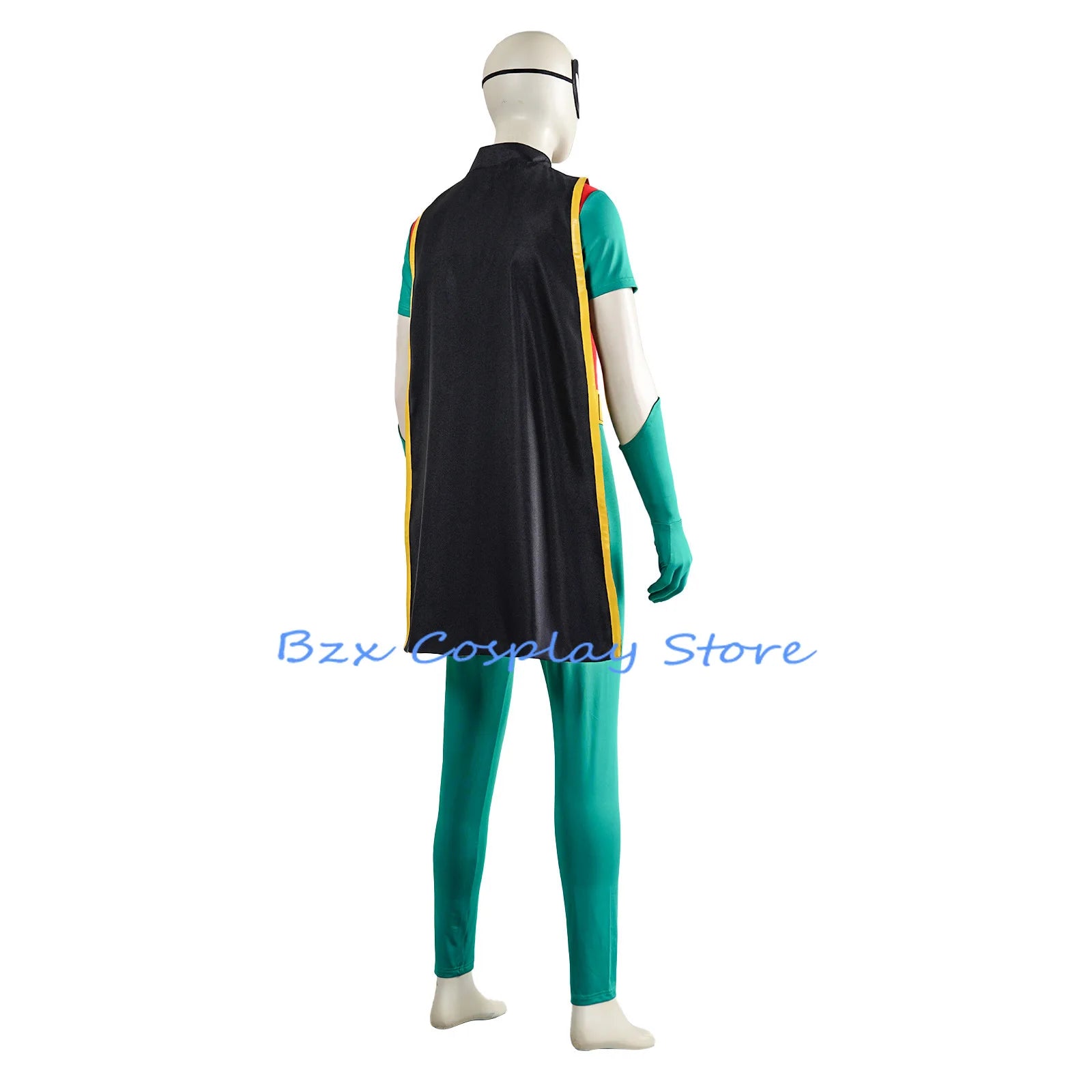 Film Fantasy Robin Cosplay Costume Adult Men Green Jumpsuit Cloak Belt Gloves Eyemask Suit Halloween Party Hero Robin Outfits