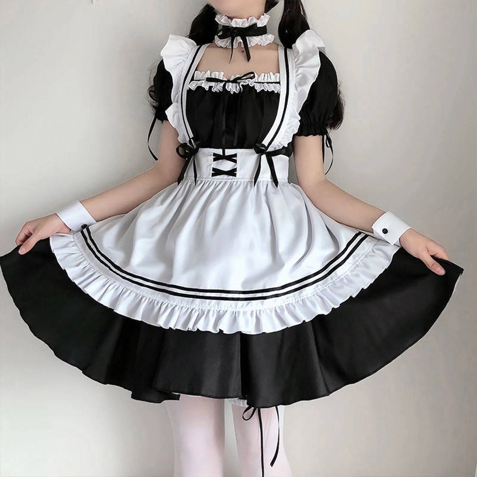 Black Pink Lolita Maid Costumes Cute Girls Women Lovely Maid Cosplay Costume Animation Show Japanese Outfit Dress Clothes S-5XL