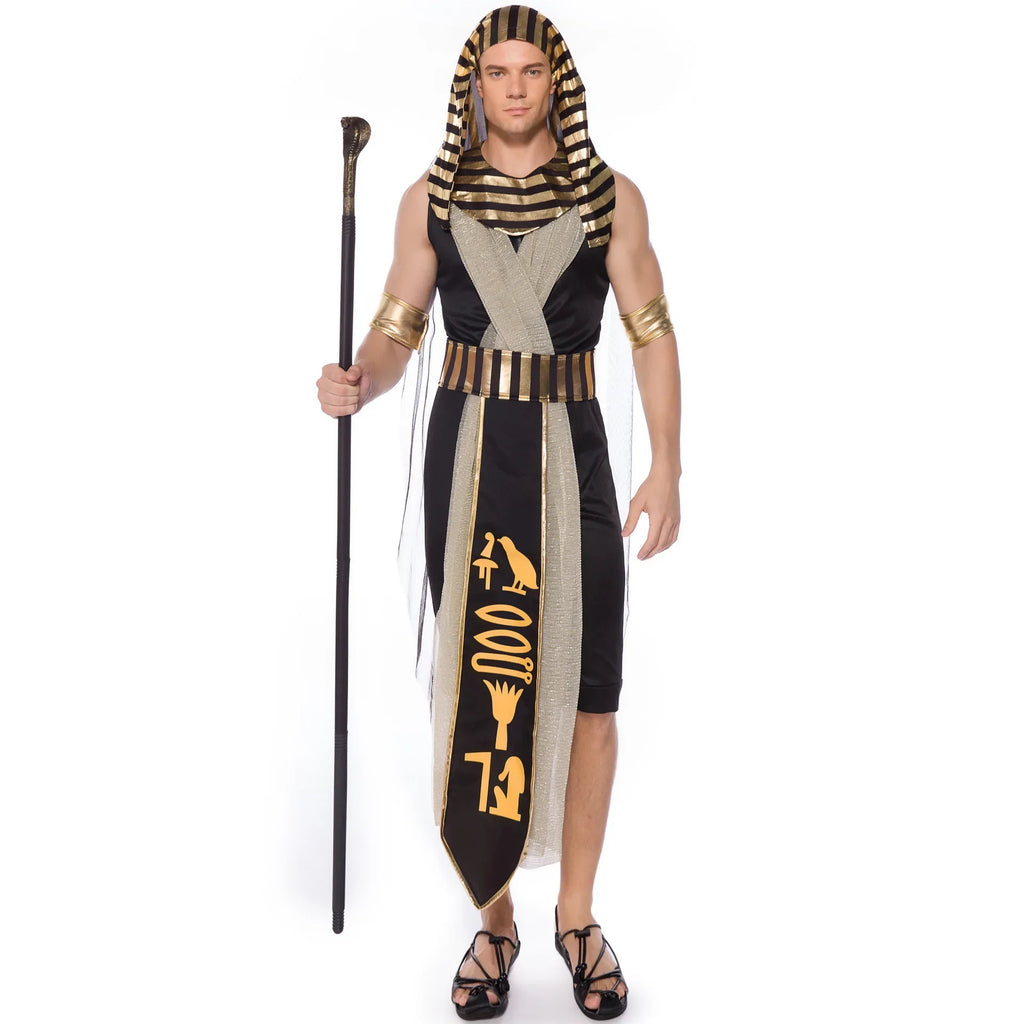 Adult Ancient Egyptian King Pharaoh Costume Egypt Cleopatra Costumes Cosplay Halloween Fancy Dress Historical Theme Party