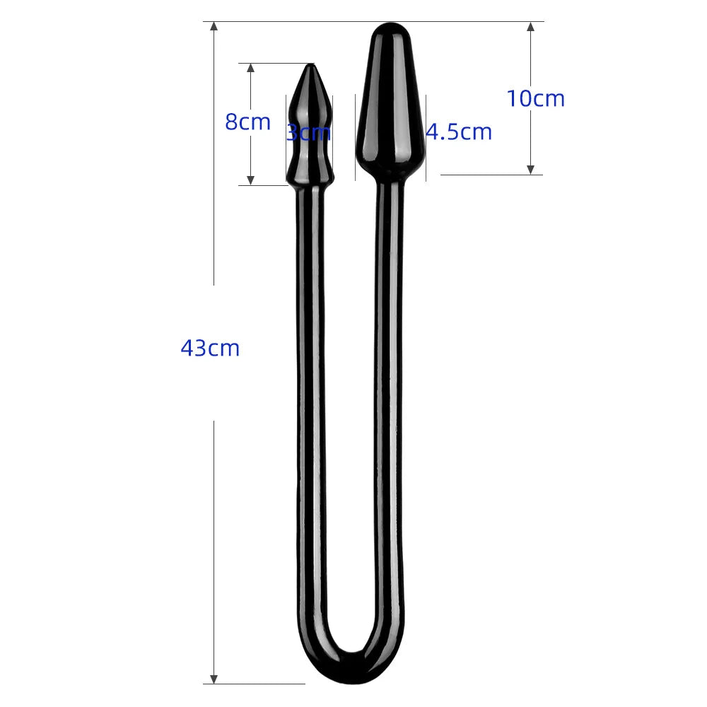 Anal Plug Double-Headed Transparent Super Long Safety TPE Smooth Soft Waterproof Manual Vaginal G-Spot Massager Conical