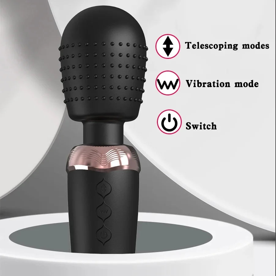 Powerful Thrusting Dildos Vibrator Three Motors Silicone Telescopic Plus Vibration Large Size Wand Massager Sex Toy for Couple