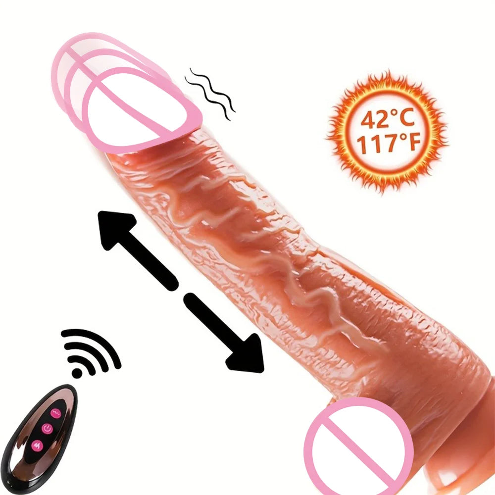 Realistic Dildo Telescopic with Heating Thrusting Vibrator Female Stimulator Big Penis Anal Plug Erotic Sex Toys for Women 18+