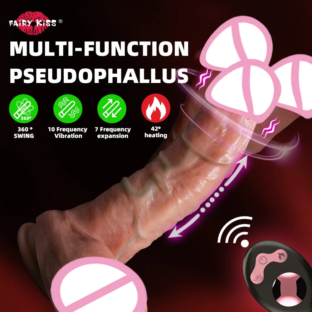 Vibrator dildo xxl realistic big cock telescopic heated spinning penis expansion vibratory massager female couple sex toys 18