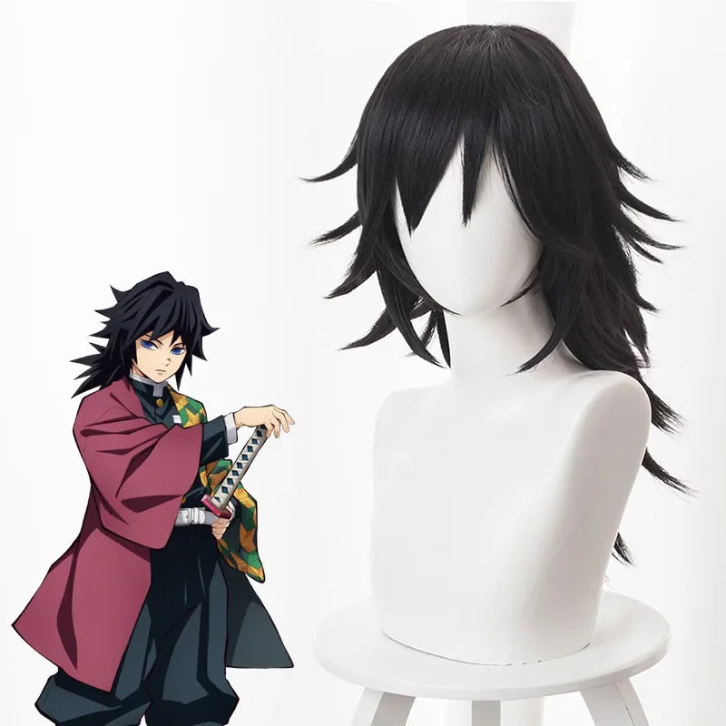Anime Demon Slayer Tomioka Giyuu Cosplay Costumes Kimetsu No Yaiba Kimono Cloak Man Coat Lining Pants Wig Halloween Costumes