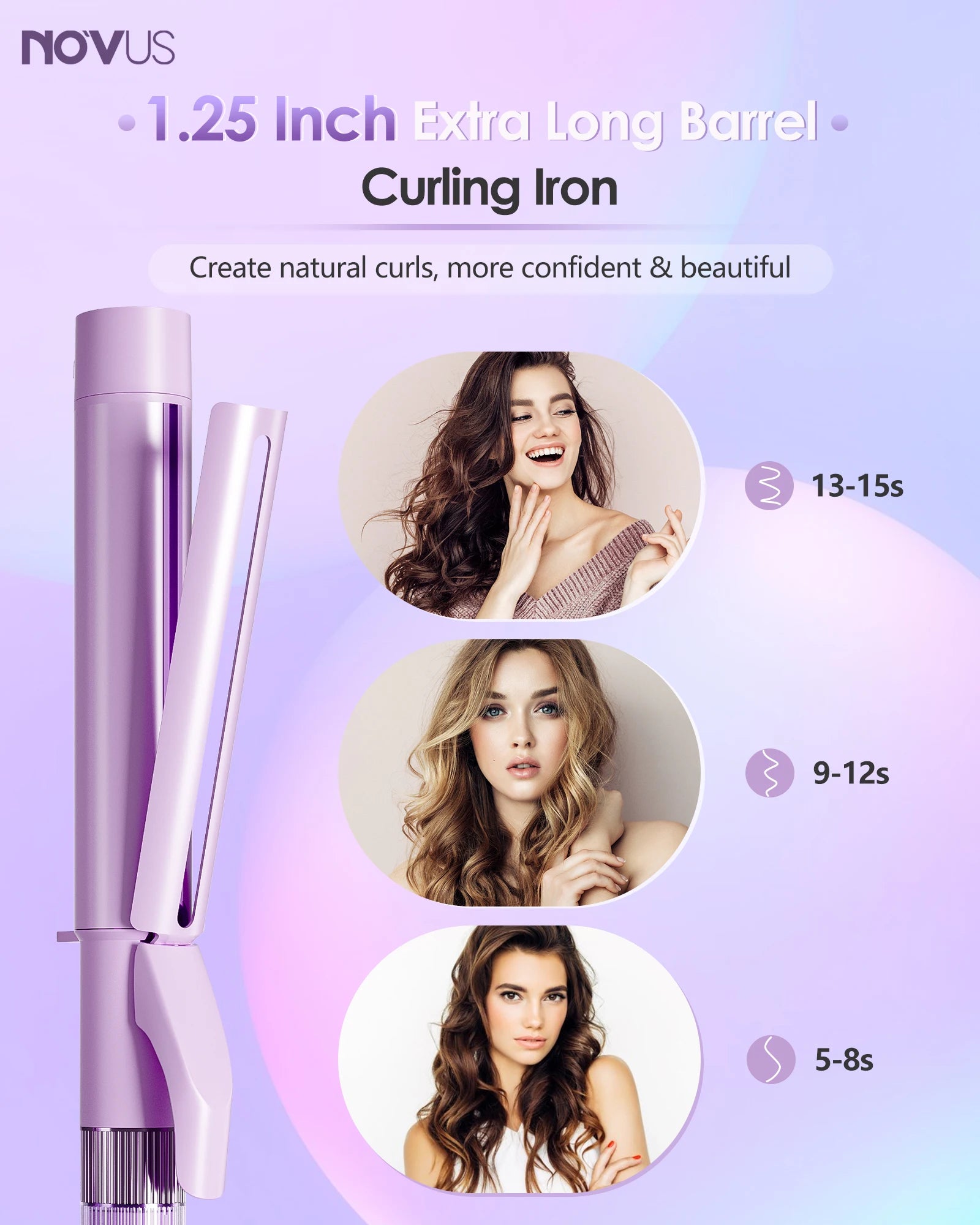 1.2&1.4 Inch Curling Wand, Professional Curling Iron, Negative Ions Hair Curler, Large Barrel Curling Iron