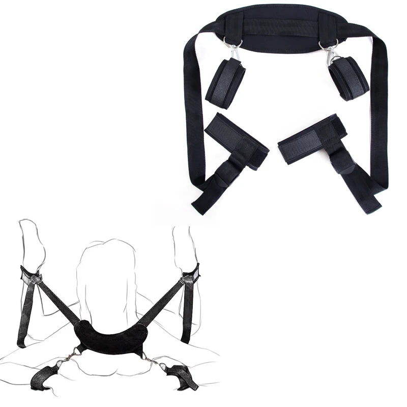 Bondage Handcuffs&Neck Pillow&Ankle cuffs BDSM Kit Flirting Sex Toys For Woman Couples Adjustable Restraints Erotic Accessories