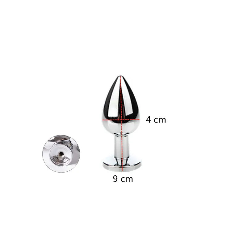 Adult Metal Anal Dilator Butt Plug with Fetish Tail Fit Stopper for Women Men Fun Games Anal Training Sex Toys Erotic Shop