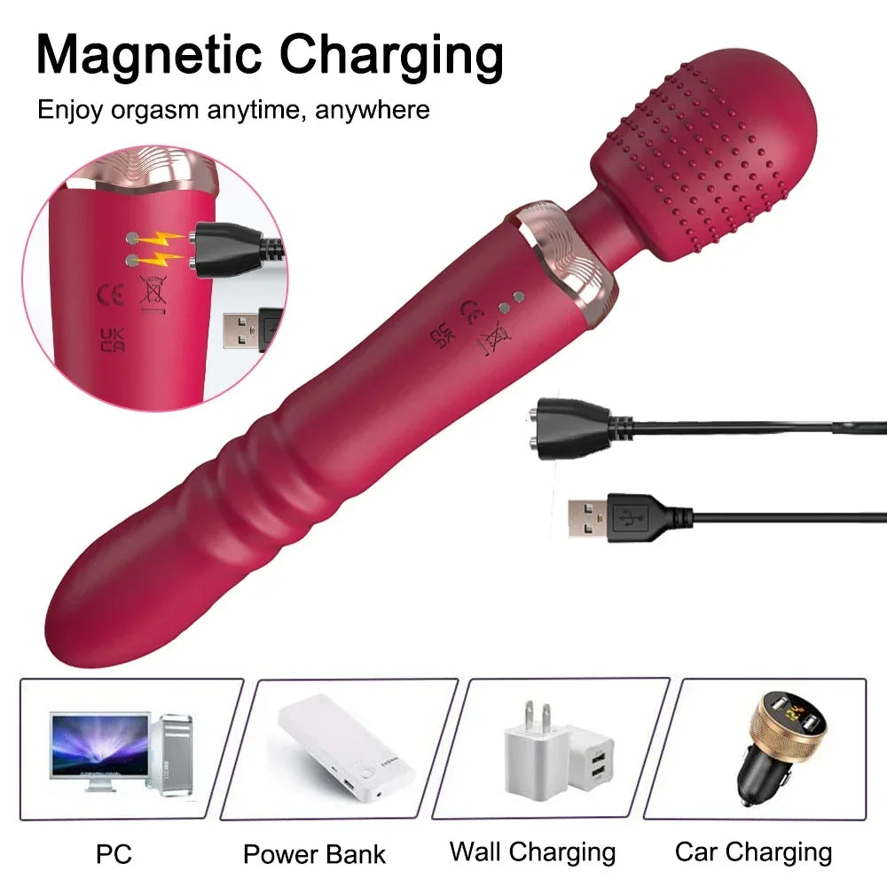 Large Telescopic Vibrator Women Masturbation Dildo Realistic Penis AV Stick Rod G Spot Clitoris Massager Adult Sex Toys Couples