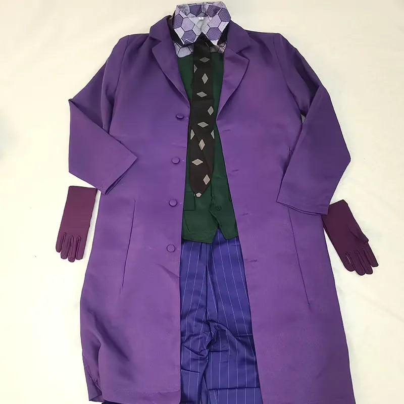 The Joker Cosplay Costume Clown full set Coat Shirt Vest Tie Suit Outfits Joker Full Set for Men Halloween Costumes