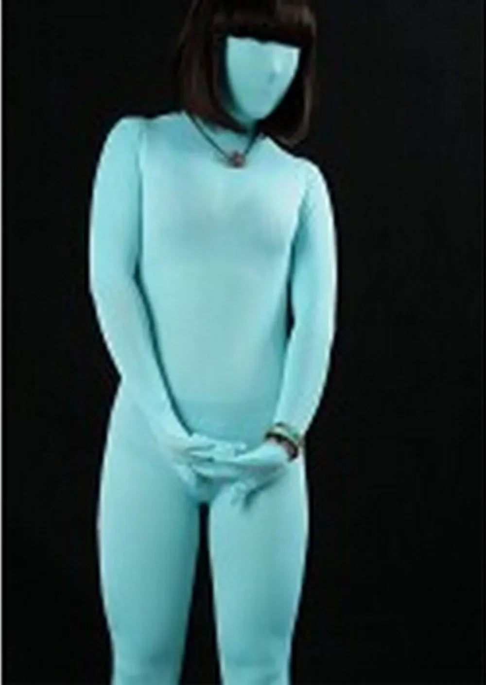 Fetish Zentai Bodysuit Crossdresser Halloween Cosplay Party Prom Light Blue Costume