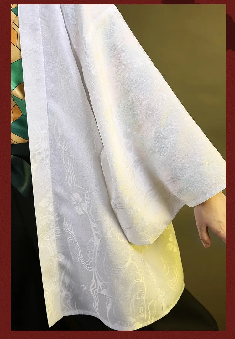 New Anime Demon Slayer Sabito Cosplay Costumes Kimetsu No Yaiba Kimono White Cloak Man Coat Lining Pants Wig Halloween Costumes