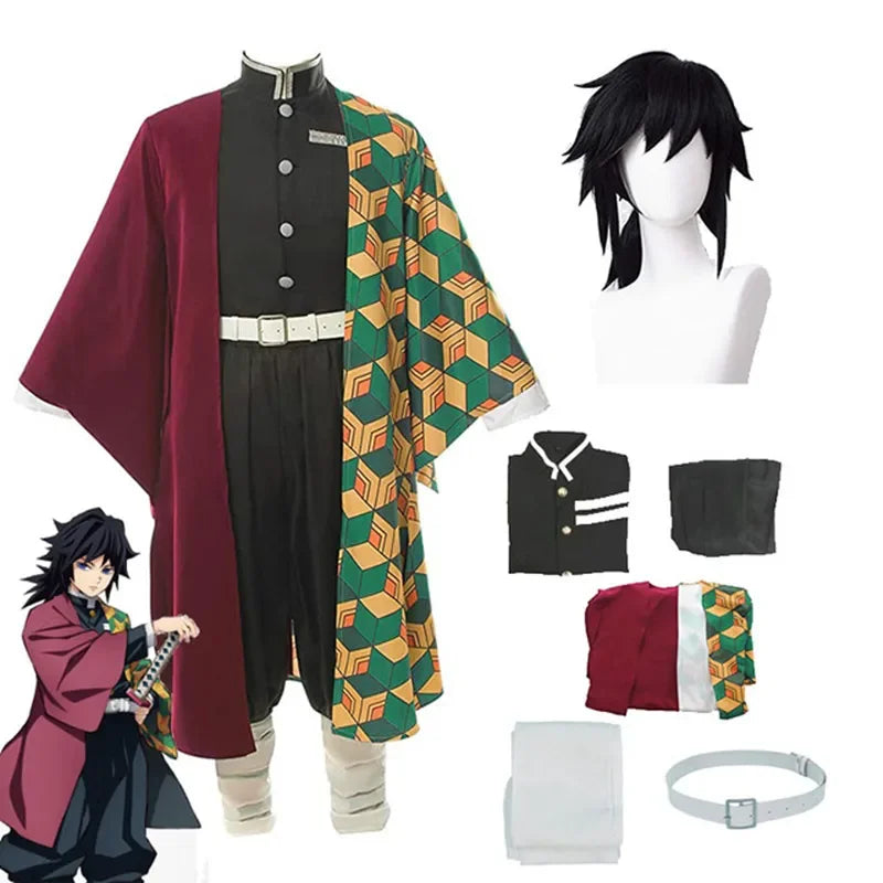Anime  Demon Slayer Tomioka Giyuu Cosplay Costume Accessories Suit Uniforms Kimetsu No Yaiba  Costumes Wig Child Adult  Gift