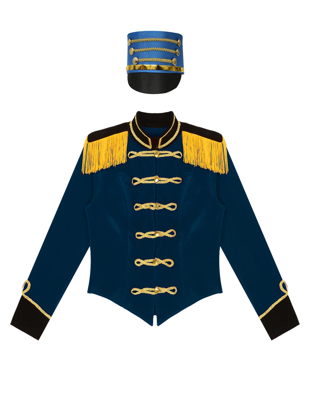 Womens Marching Band Drummer Costume Long Sleeve Circus Ringmaster Jacket Nutcrackers-hat Honor Guard Uniform Drum Major Outfits