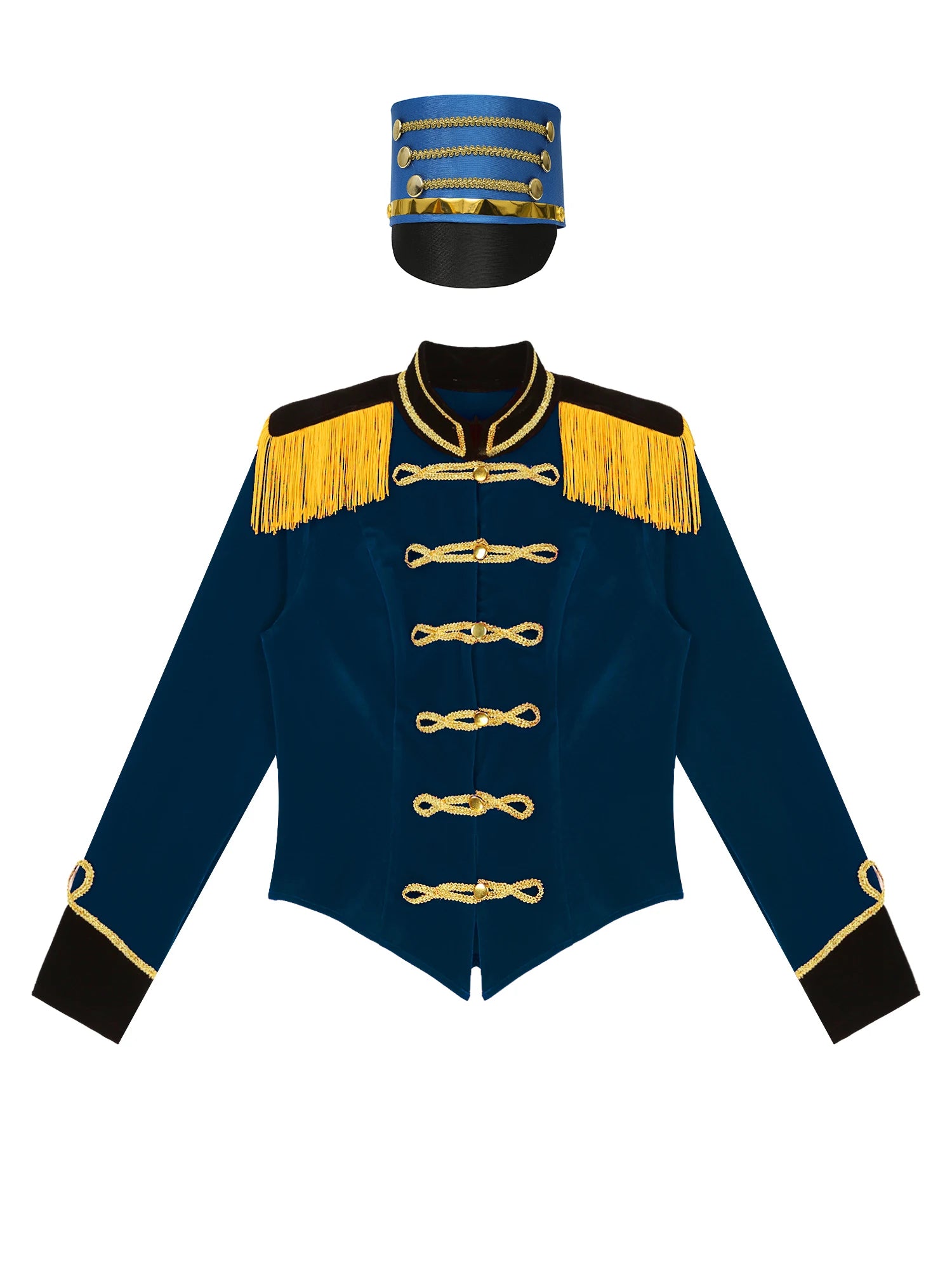 Womens Marching Band Drummer Costume Long Sleeve Circus Ringmaster Jacket Nutcrackers-hat Honor Guard Uniform Drum Major Outfits