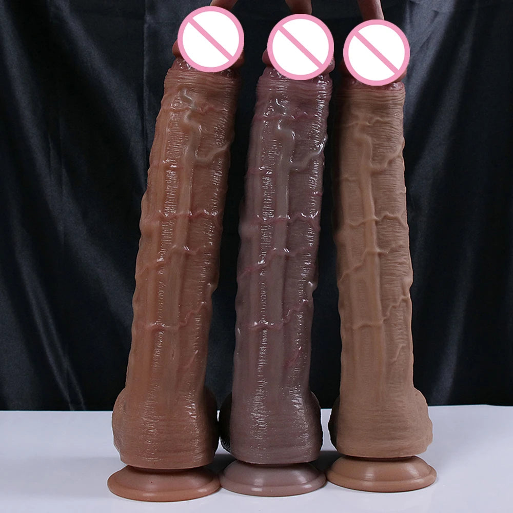 Super Long Realistic Dildo Soft Big Penis Silicone No Vibrators Lesbian Strapon Vagin Anal Sting Sex Toys For Womans Maturbators