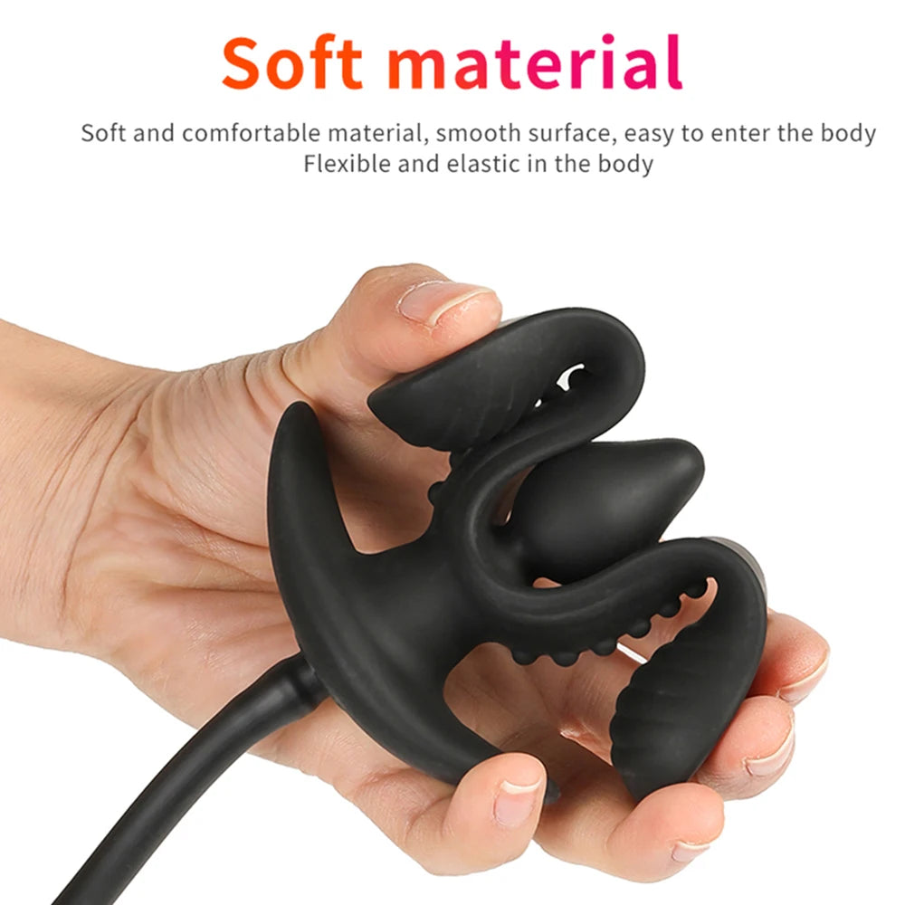 Inflatable Anal Plug Flower Shape Butt Plug Anus Dilator Expander Anal Dildo for Unisex Gay Sex Adult Game Prostate Massager