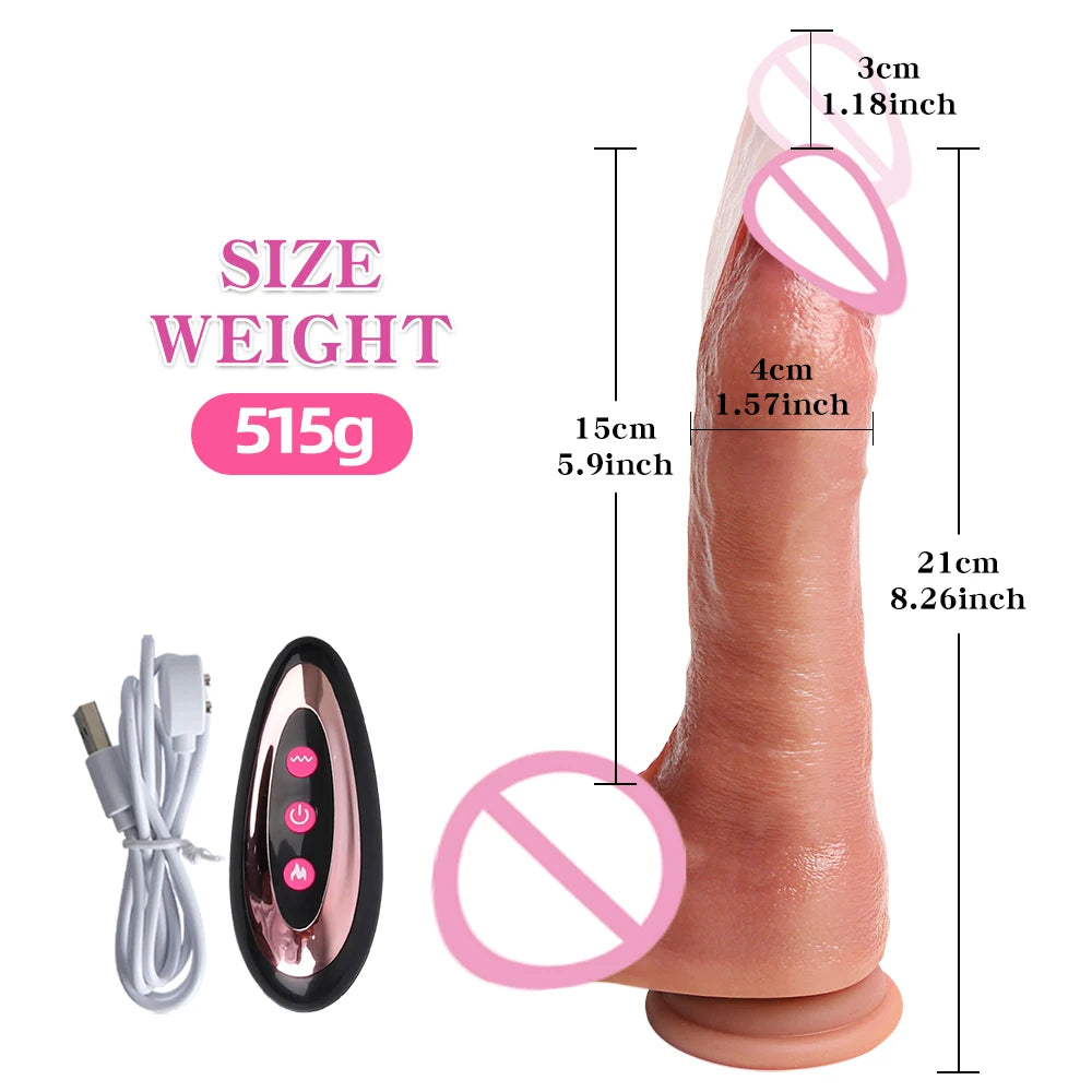 Vibrator dildo xxl realistic big cock telescopic heated spinning penis expansion vibratory massager female couple sex toys 18