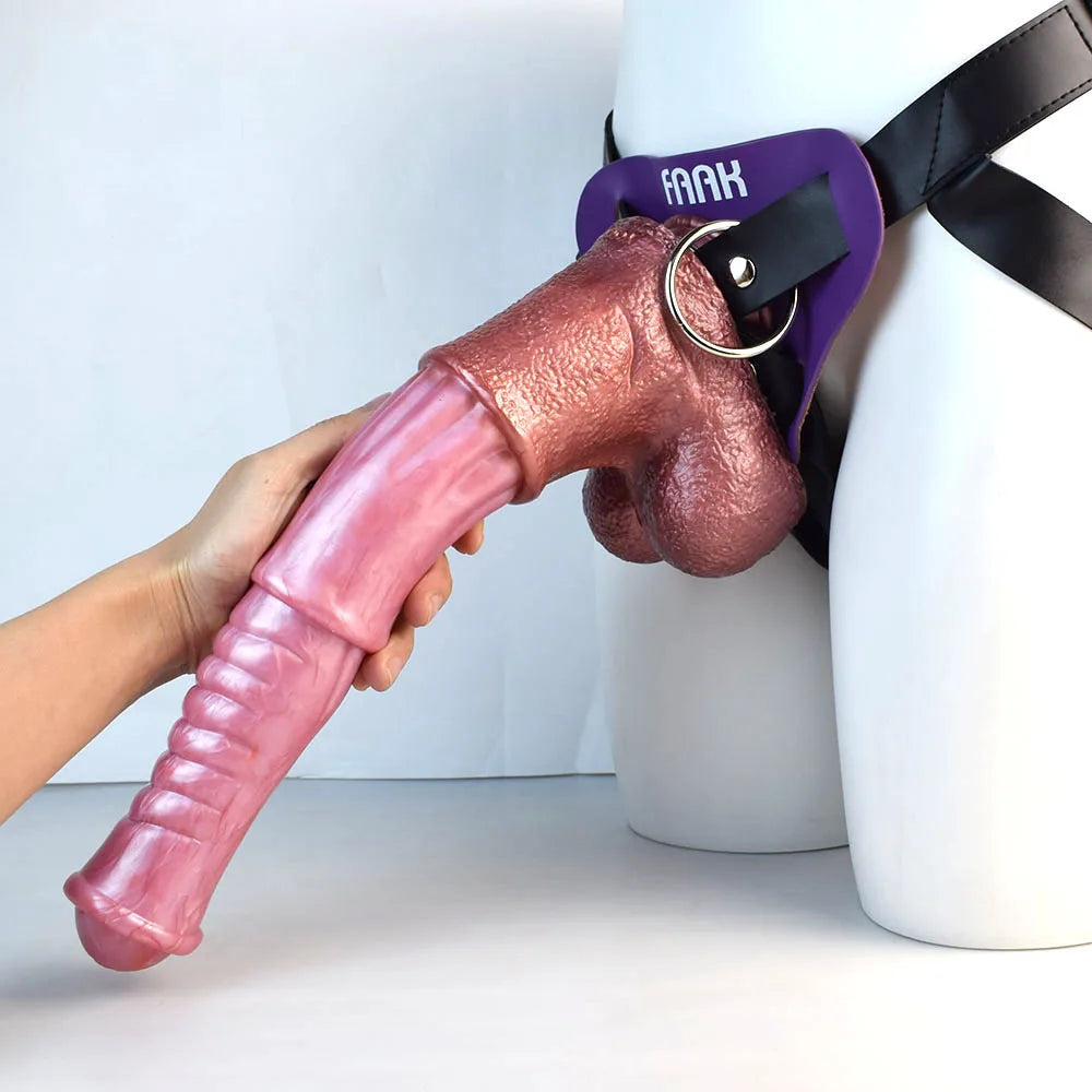 Realistic Horse Dildo with Suction Cup for Women, Lifelike Veins & Testicles Silicone Design, Giant 13.77Inch Masturbation Toy