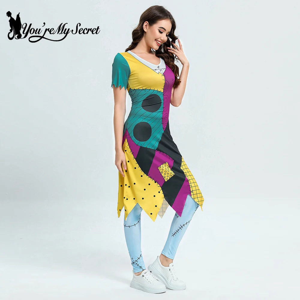 [You're My Secret] Cosplay Anime Nightmare Sally Costumes Christmas Carnival Fancy Party Matching Dress Up Set Bodysuits Female