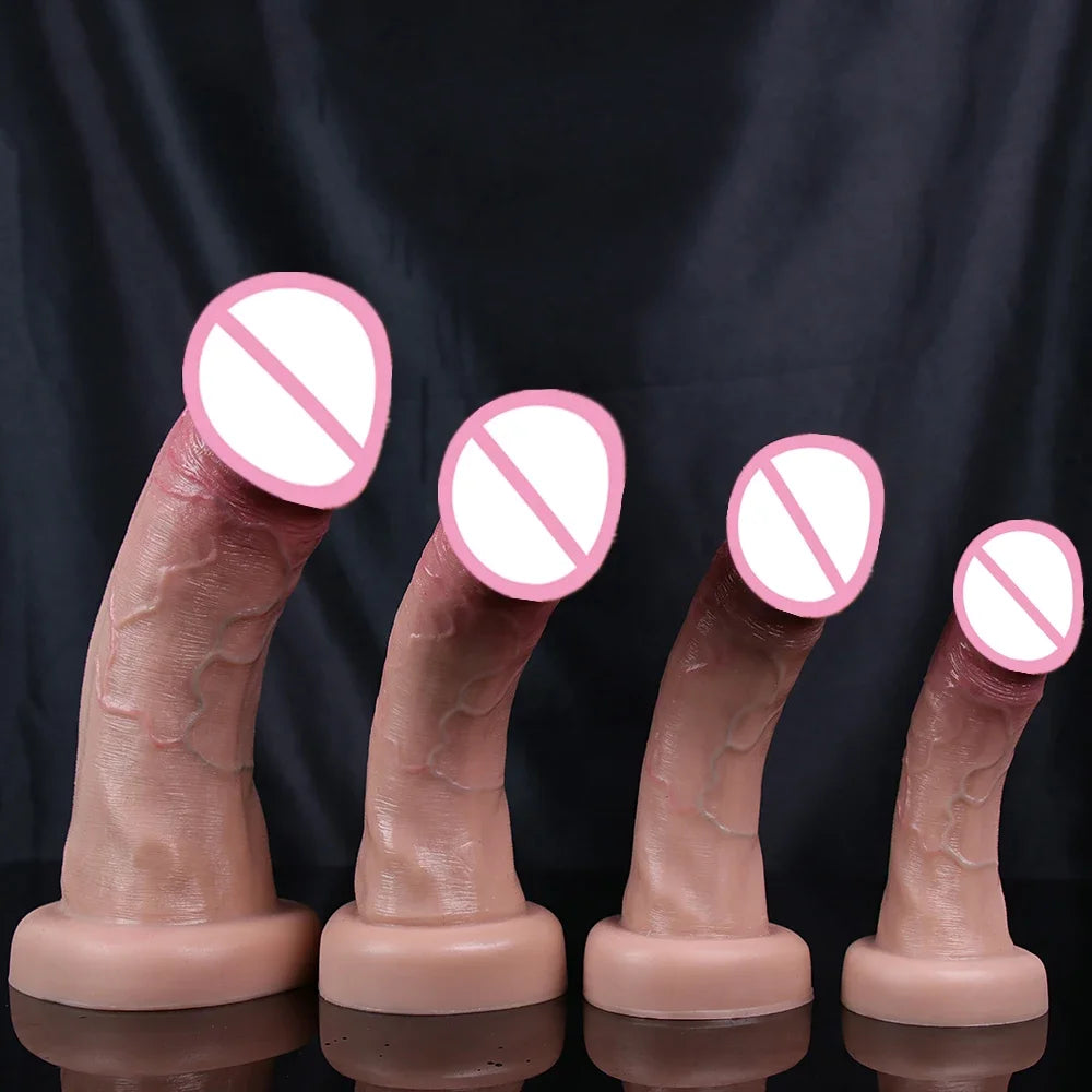 Ultra Simulation Soft Big Glans Dildo Realistic Penis Lifelike Dick Anal Plug Suction Cup Thrusting Sex Toys For Woman Gay 18+