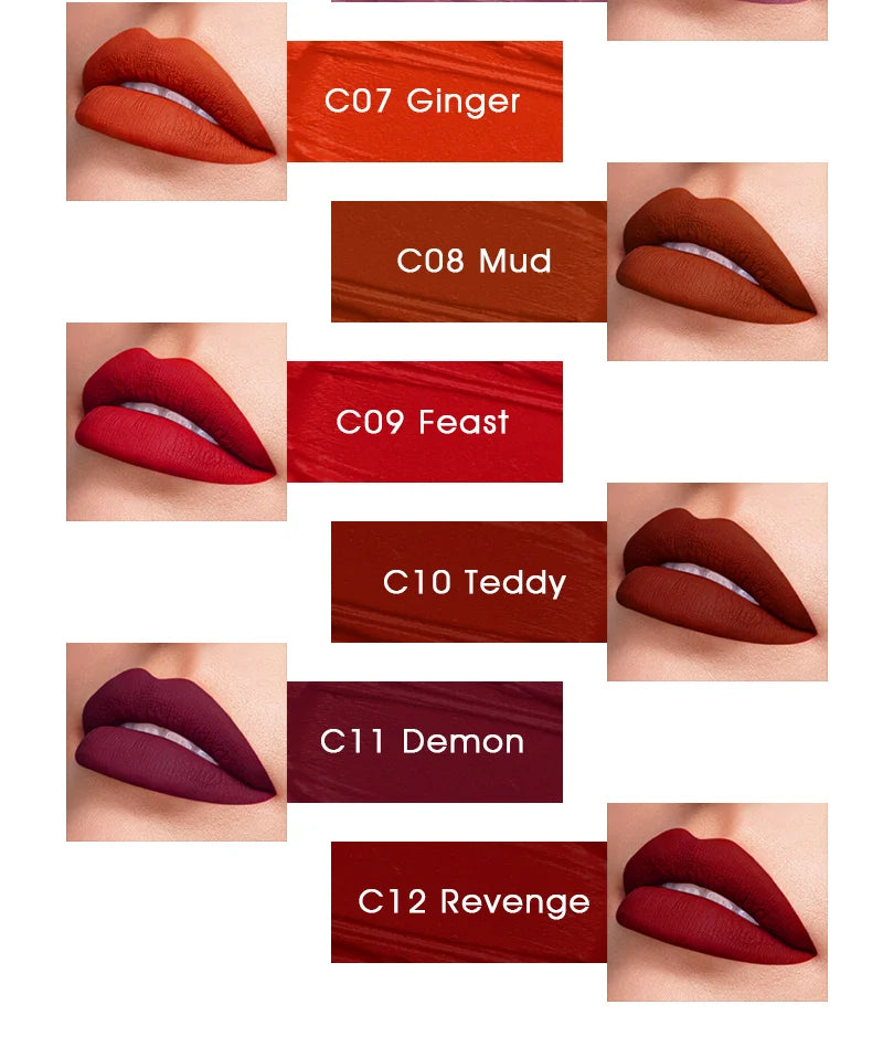IMAGIC 12-Color Long-lasting Waterproof Matte Lightweight Velvet Smooth Lipstick Silky Sexy Lips Pigment Makeup Korean Cosmetics