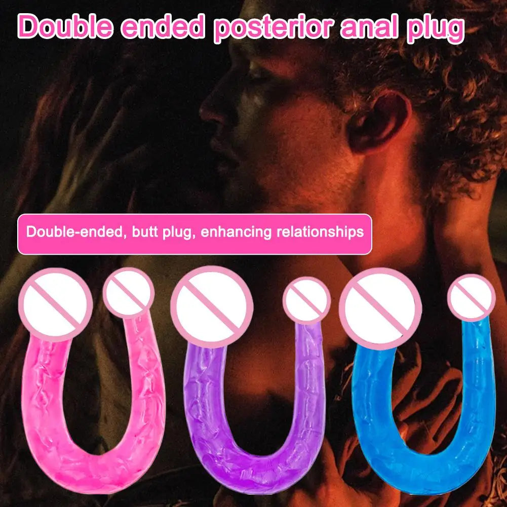 Adult Supplies Sex Toy Double Ended Realistic Dildo Long U Type Flexible Jelly Dildos Penis Cock Anal Plug Massager G-spot