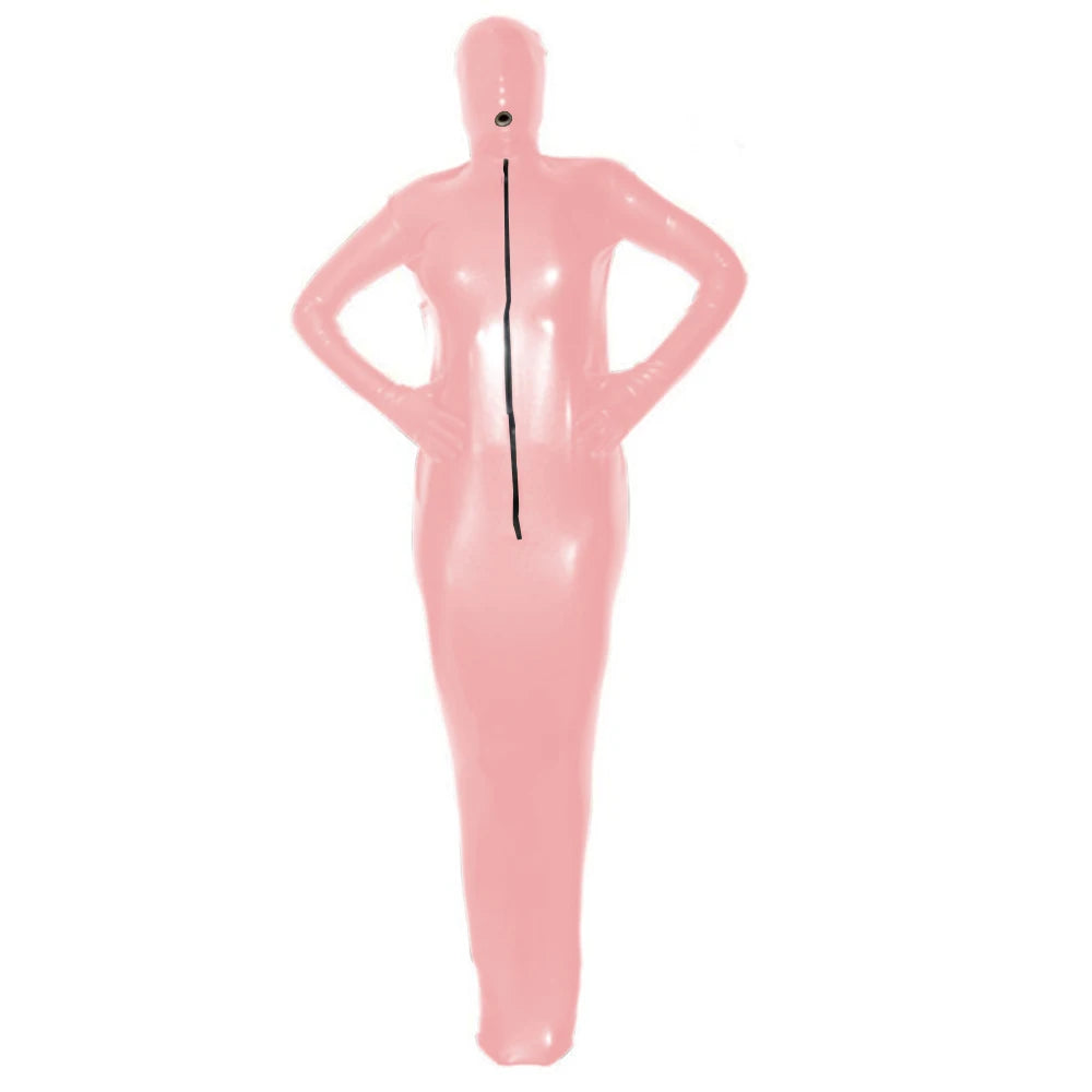 Fetish Latex Bondage Costume,Sissy Full Body Cover Catsuit,Shiny PVC,Front Zipper Bodysuit, Role Play, Erotic Outfit,Long Sleeve