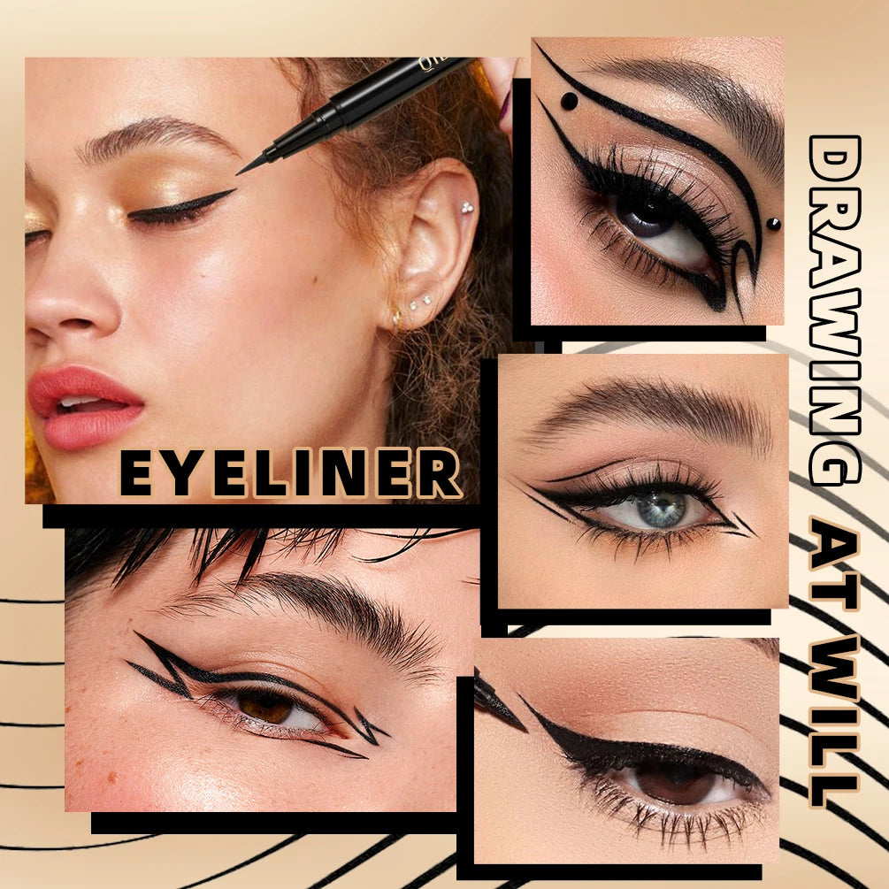 QIBEST Waterproof Black Eyeliner Matte Long Lasting Liquid Eyeline Makeup High Pigment No Smudge Eyeliner Pen Cosmetic Tools